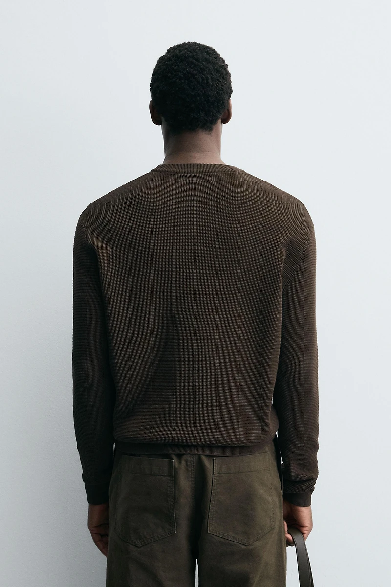 REGULAR FIT WAFFLE JUMPER