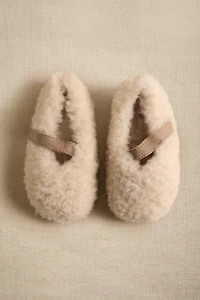 CHILDREN'S FAUX SHEARLING BALLET FLATS