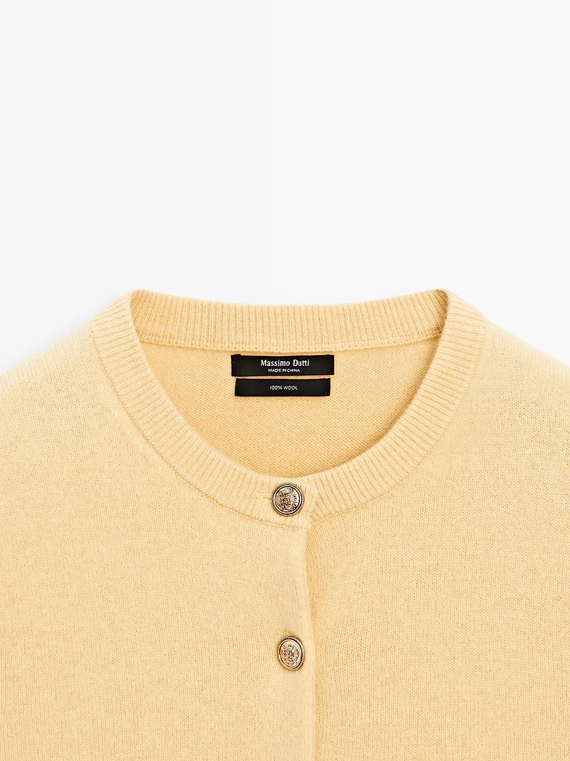 Cardigan boutons dorés 100 % laine