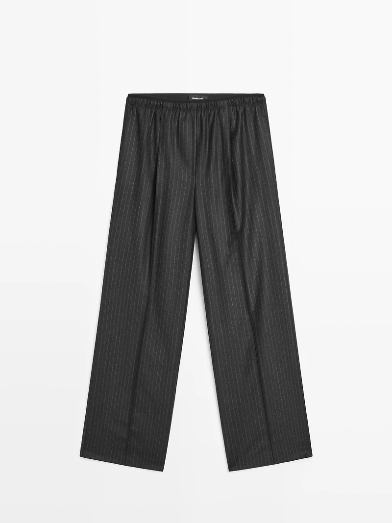 Darted pinstripe trousers