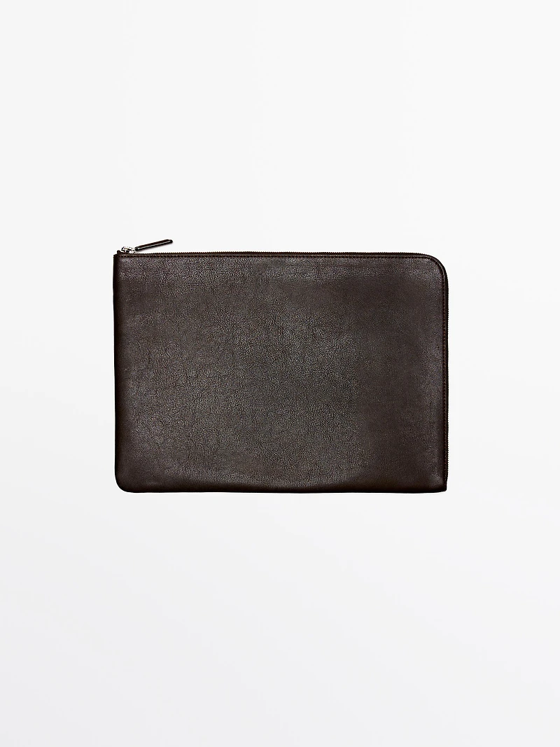 Sac pochette en cuir nappa