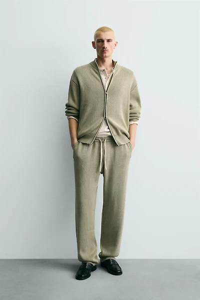 WASHED TEXTURED KNIT CARDIGAN