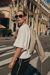 CONTRAST PIPED PANTS
