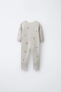 COMBINAISON EN MAILLE À FLEURS BRODÉES