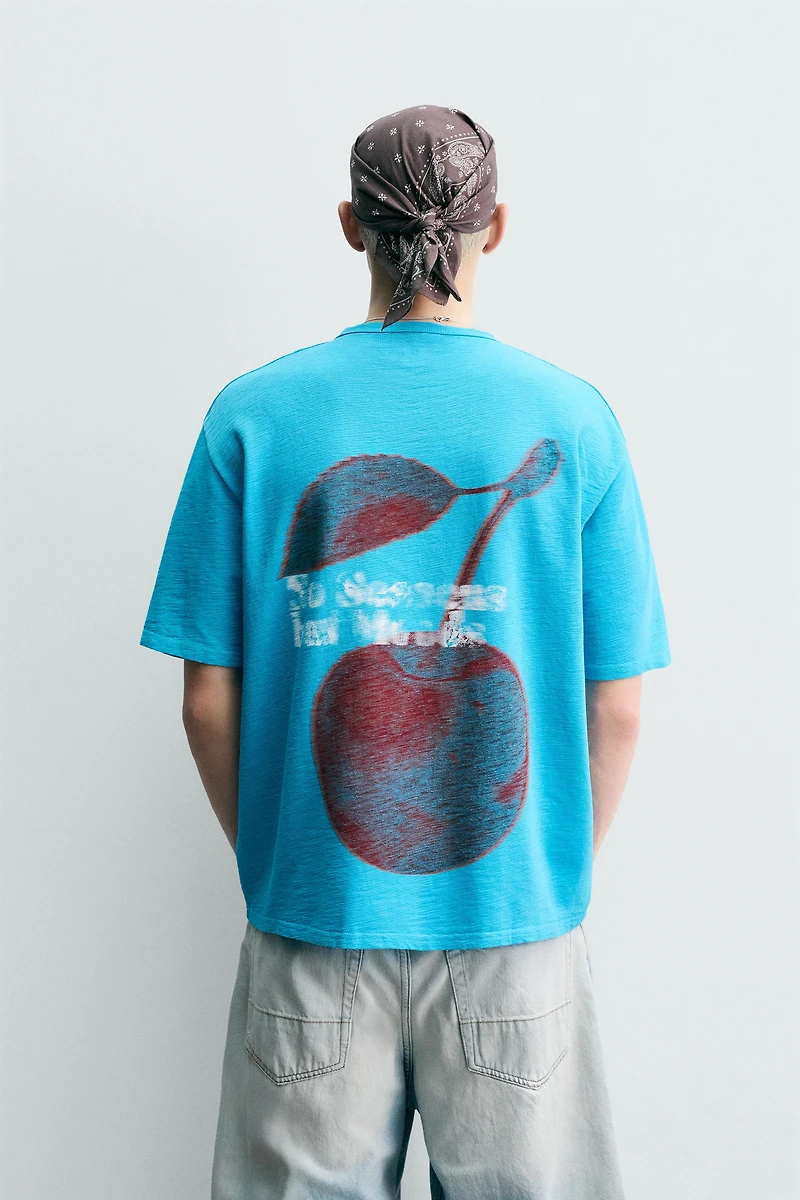 WASHED KNIT PRINTED T-SHIRT