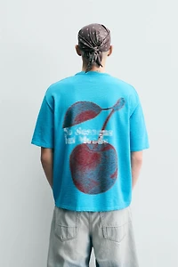 WASHED KNIT PRINTED T-SHIRT