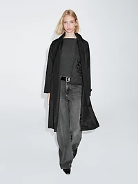 Long water-repellent trench coat with inner waistcoat