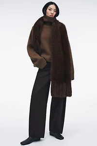 PLAIN FAUX FUR FRINGED SCARF