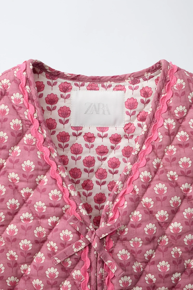 FLORAL BOW QUILTED VEST