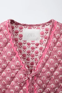 FLORAL BOW QUILTED VEST
