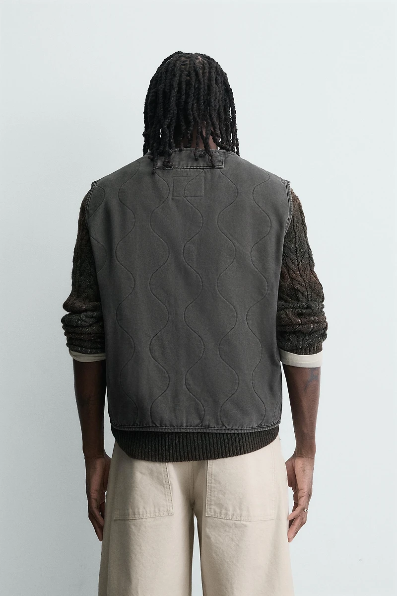 WASHED TOPSTITCHED VEST