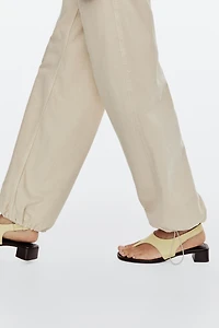 Leather sandals with block heel