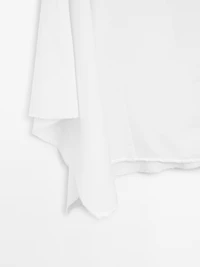 Asymmetric denim midi skirt