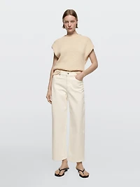 Jean wide leg cropped taille moyenne