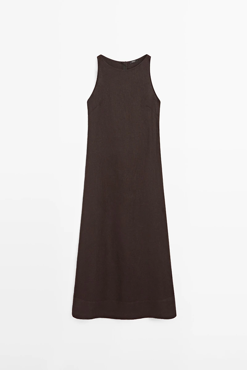 Linen halter midi dress
