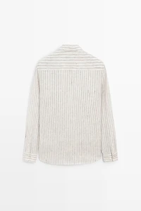 100% linen regular fit striped shirt