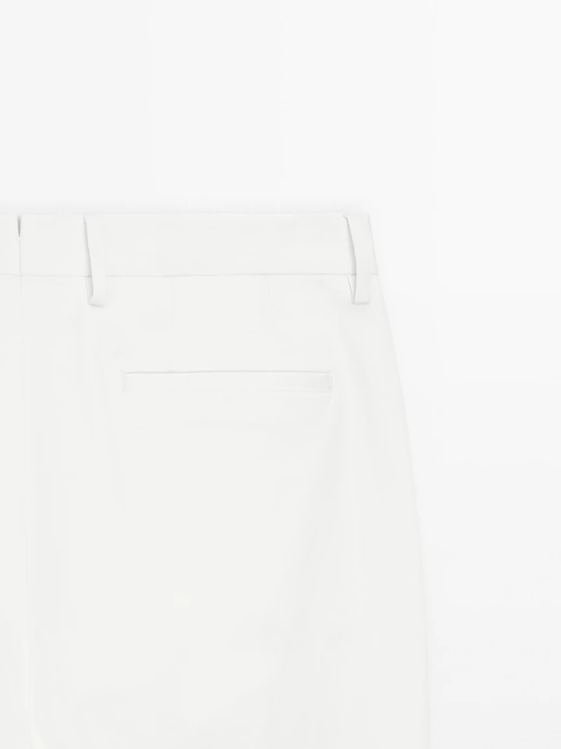 Cotton blend slim fit trousers
