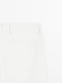 Cotton blend slim fit trousers