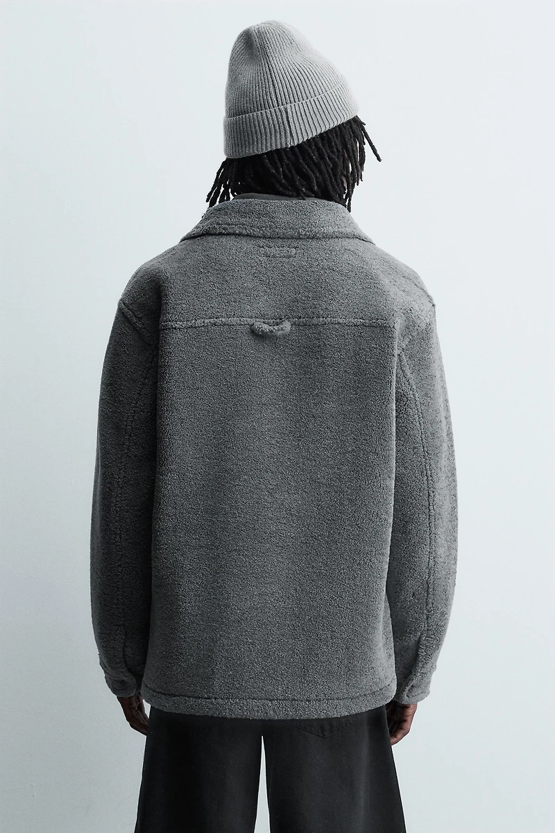 FAUX SHEARLING POCKET OVERSHIRT