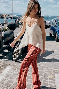 ASYMMETRIC EMBROIDERED GAUZE TOP