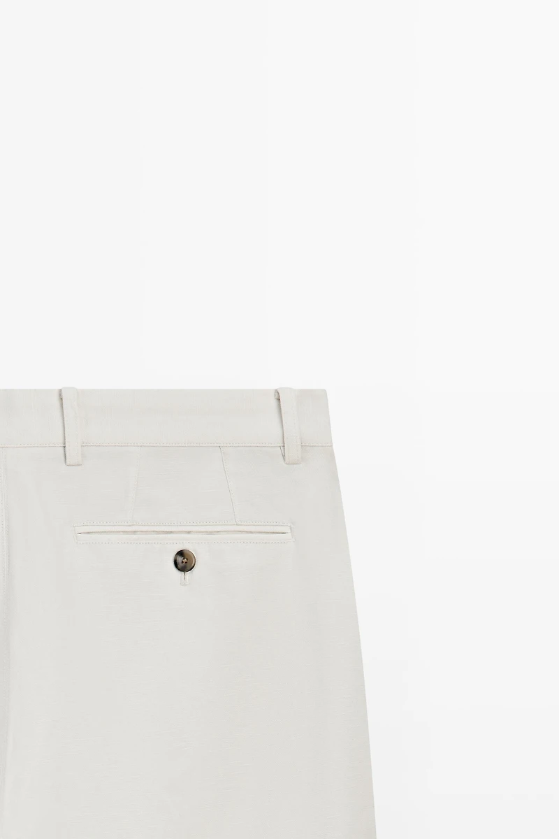 Pantalon tapered fit coton et lin