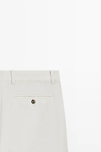 Pantalon tapered fit coton et lin
