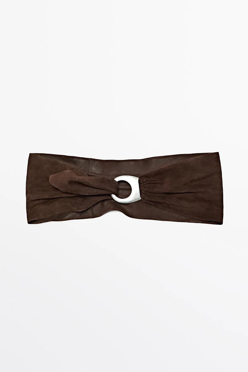 Ceinture boucle ovale croûte de cuir