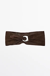 Ceinture boucle ovale croûte de cuir