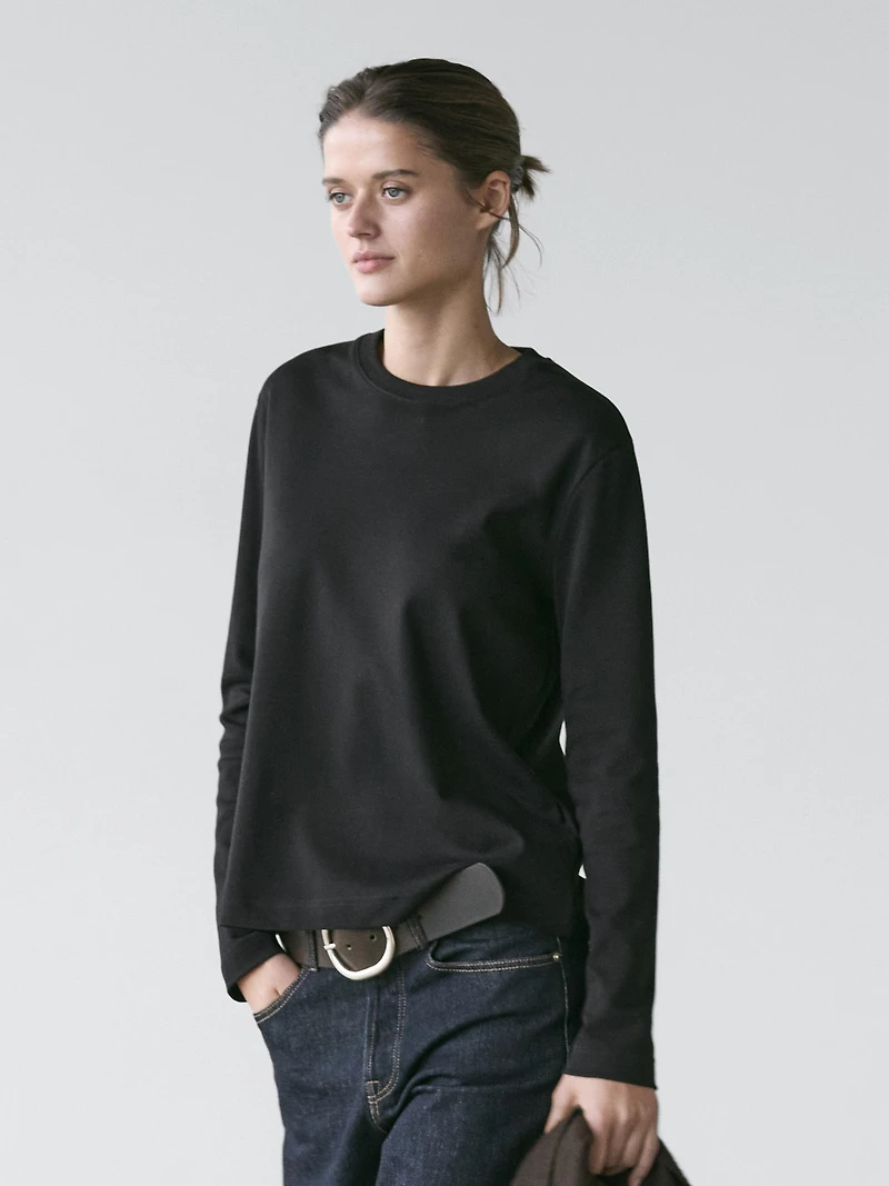 100% cotton interlock long sleeve T-shirt
