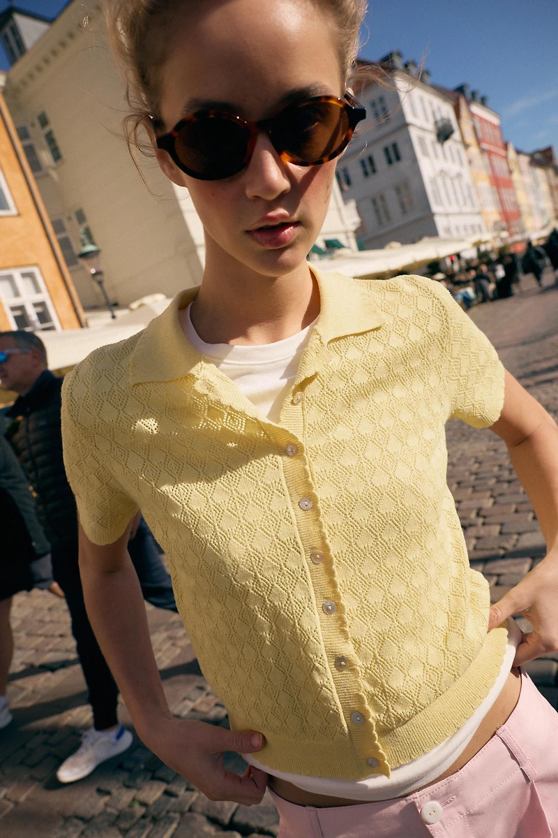 SHORT SLEEVE KNIT POLO JACKET