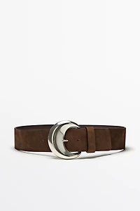 Ceinture détail boucle en cuir nubuck