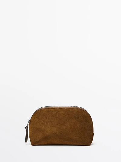 Petite trousse de toilette en croûte de cuir