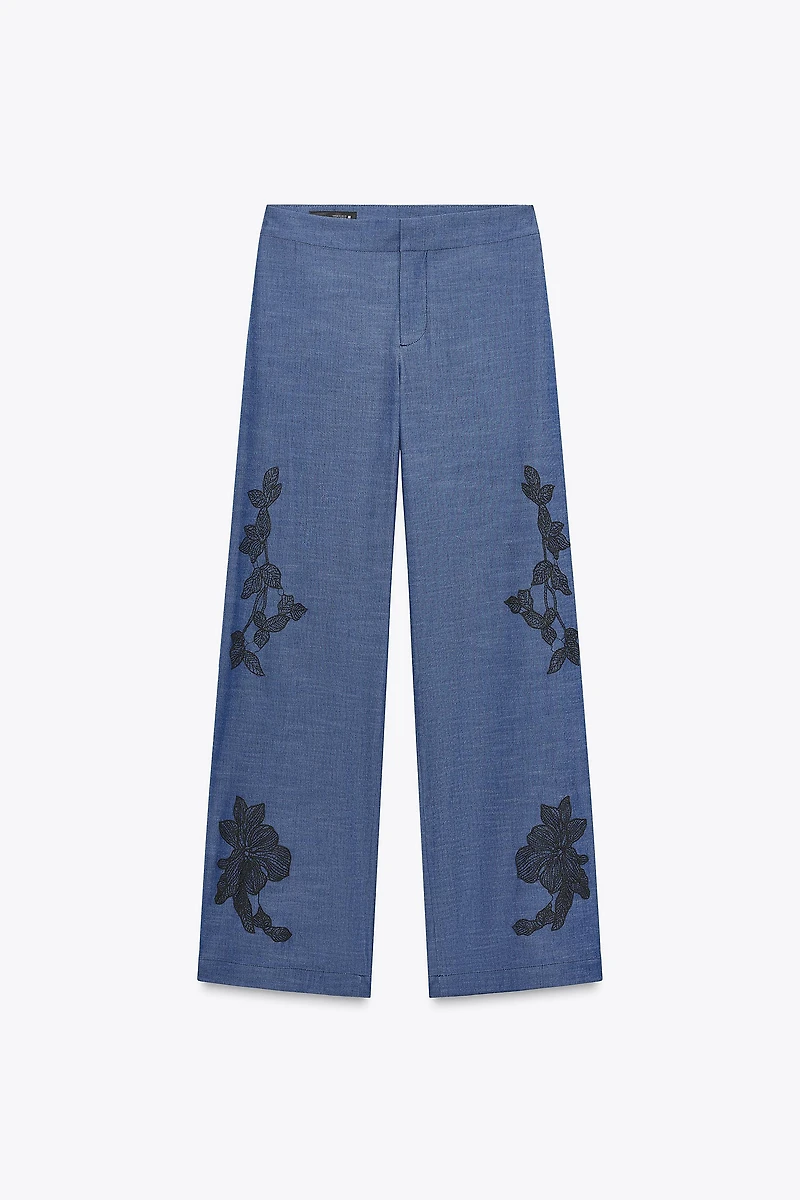 FLORAL WIDE LEG PANTS