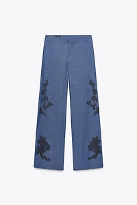 FLORAL WIDE LEG PANTS