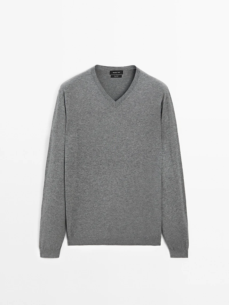 V-neck knit sweater