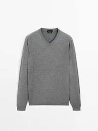 V-neck knit sweater