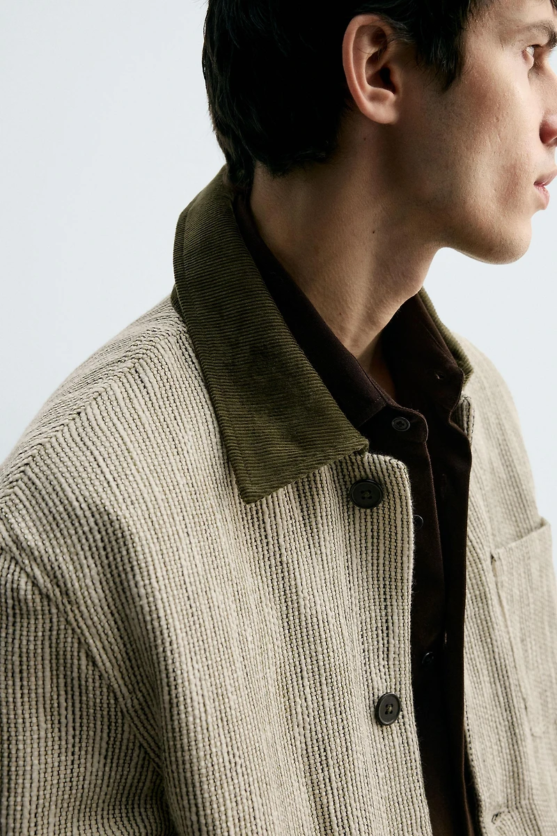 CONTRAST TEXTURED OVERSHIRT