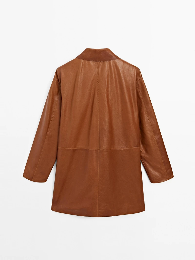 Manteau long en cuir nappa