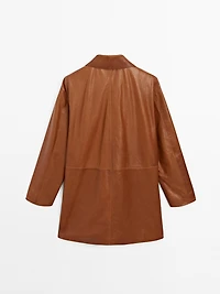Manteau long en cuir nappa