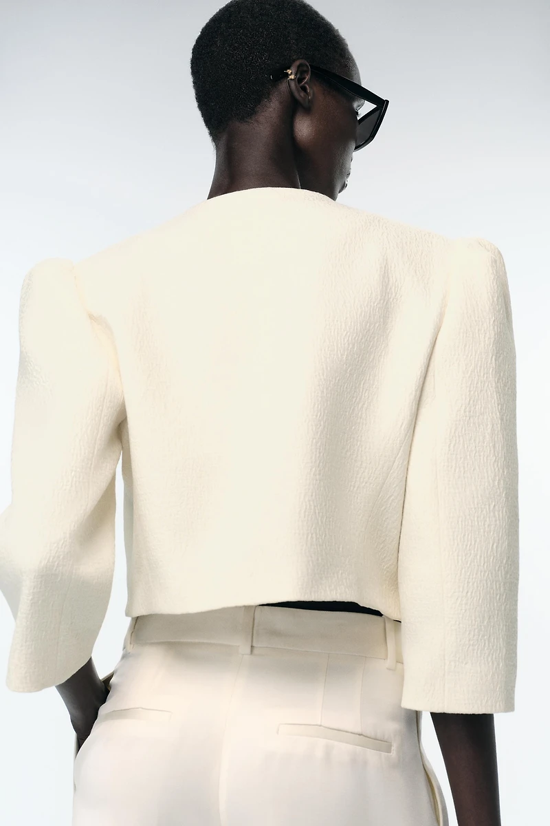 PUFF SLEEVE CROPPED BLAZER