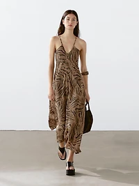 Robe longue ramie à imprimé animal