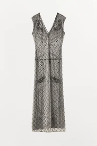 EMBROIDERED BEADED TULLE DRESS