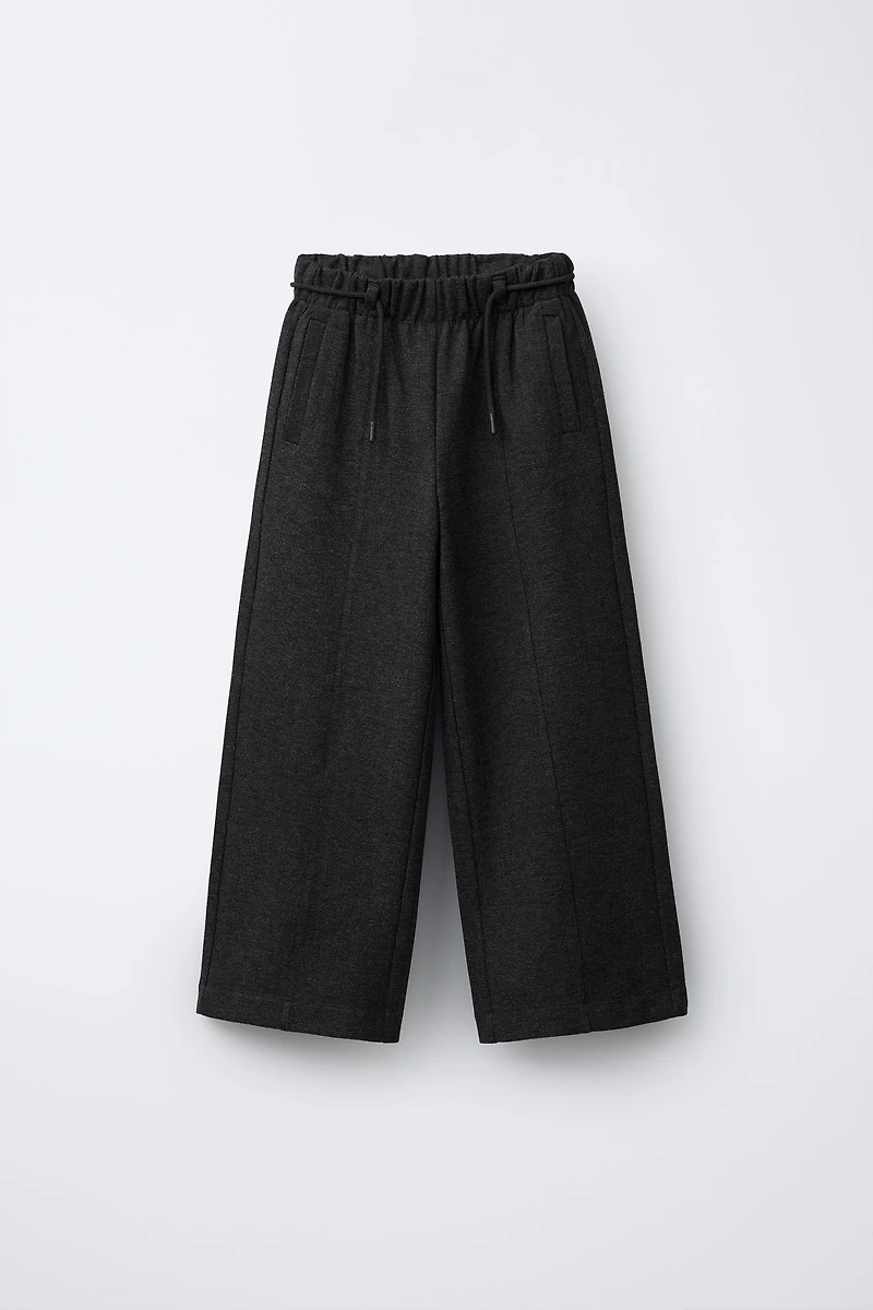 HERRINGBONE WIDE LEG PANTS