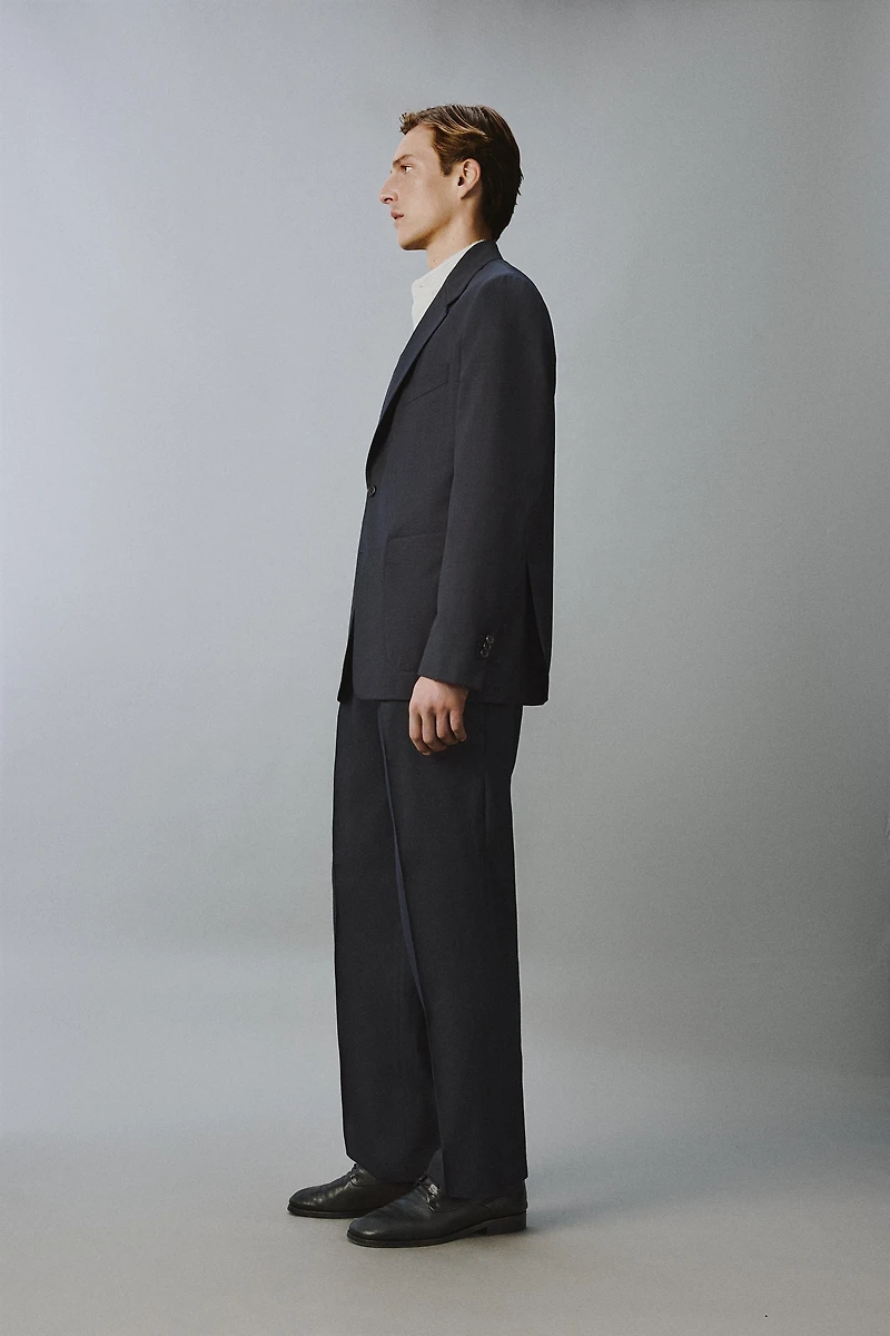 PANTALON PLISSÉ COUPE DÉCONTRACTÉE 100% LAINE