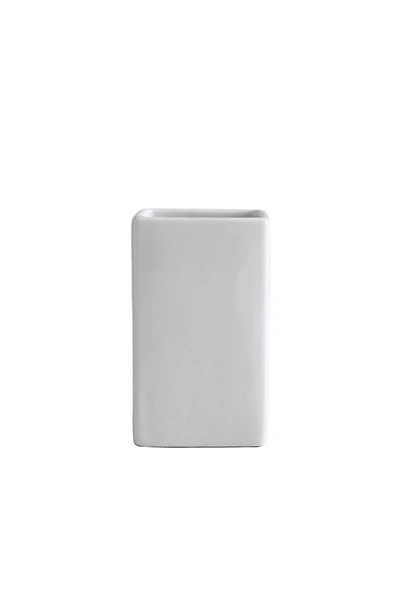 WHITE EARTHENWARE TOOTHBRUSH HOLDER