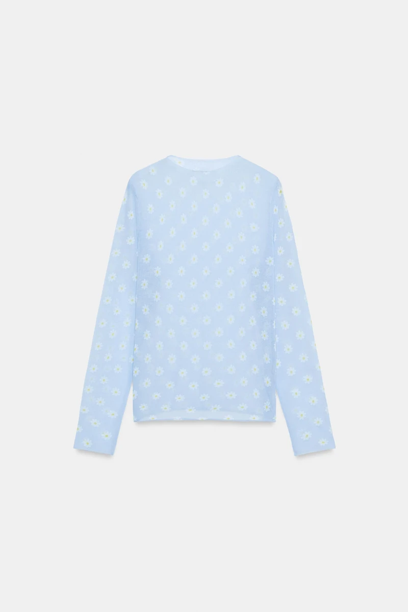 SHEER FLORAL KNIT TOP