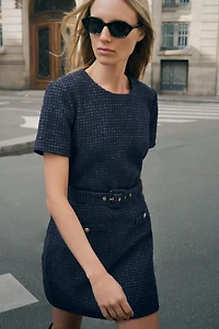 BELTED TEXTURED DRESS