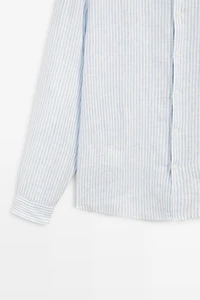 100% linen regular fit striped shirt