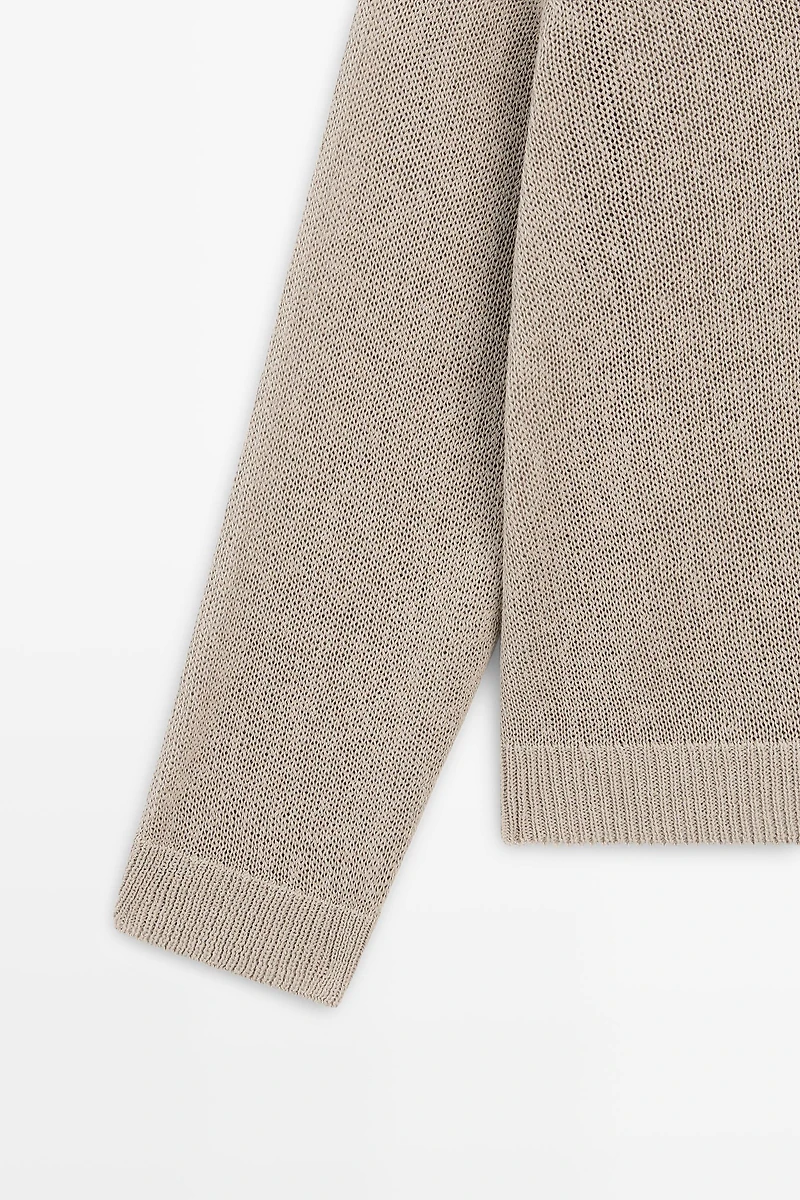 Pull col V en maille de coton mélangé