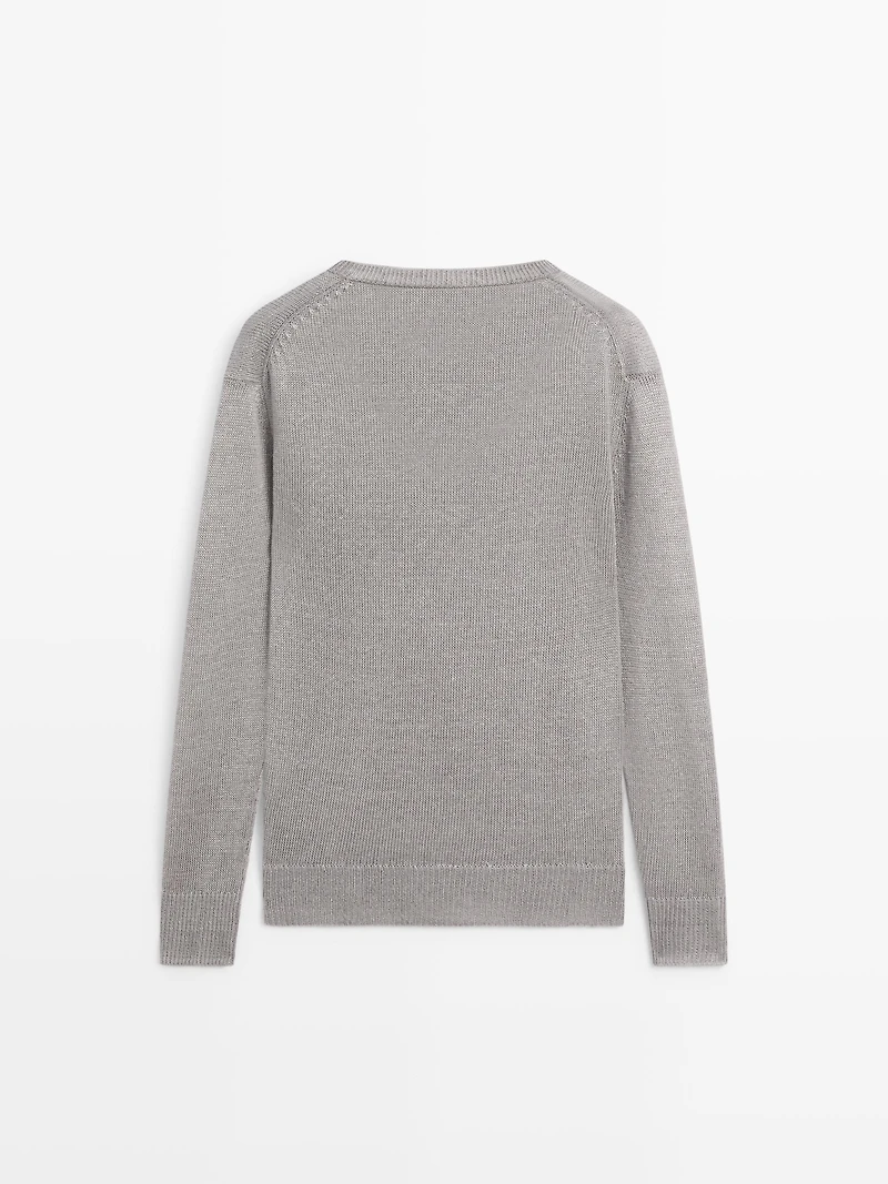 Pull en maille 100 % lin à col V
